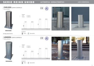 CHELSEA (GAMA ECONÓMICA)
ACERO INOXIDABLE
Bajo pedido AISI 316.
Espesor
114 mm.
3 mm.
220 mm.
3,7 mm.
LONDON (GAMA ECONÓMICA)
HIERRO GALVANIZADO
Espesor
114 mm.
4 mm.
220 mm.
5 mm.
S E R I E R E I N O U N I D O USO COMERCIAL
AUTOMÁTICA · SEMIAUTOMÁTICA
5
PEMCH114X500
PEMLOS220X500
Instalación:
Instalación:
Cajón perdido.
Cajón perdido.
Chasis.
Chasis.
+
+
Medidas: mm.
Medidas: mm.
500
500
Ø 114
Ø 114
Ø 220
Ø 220
500
500
750
750
Ø 220
Ø 220
Ø 114
Ø 114
 