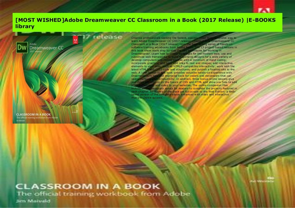 adobe dreamweaver cc classroom in a book 2017 book adobe dreamweaver cc classroom in a book 2017 book