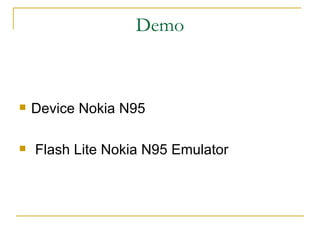 Demo Device Nokia N95 Flash Lite Nokia N95 Emulator 