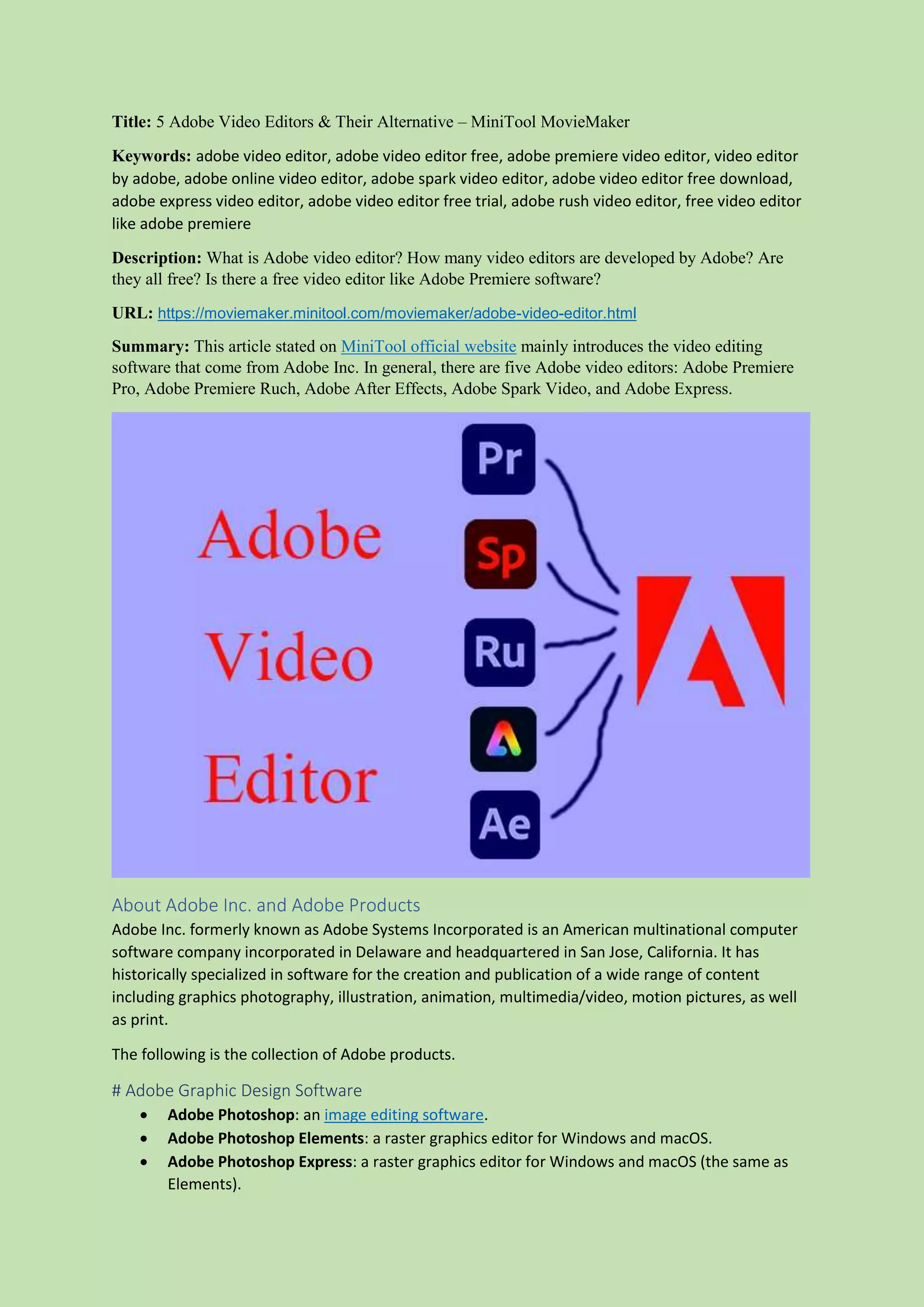 Adobe video editor docx Adobe video editor docx