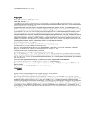 Última modificación 5/5/2010



Avisos legales




Copyright
© 2010 Adobe Systems Incorporated. All rights reserved.
Uso de Adobe® After Effects® CS5
This user guide is protected under copyright law, furnished for informational use only, is subject to change without notice, and should not be construed as a
commitment by Adobe Systems Incorporated. Adobe Systems Incorporated assumes no responsibility or liability for any errors or inaccuracies that may appear
in the informational content contained in this guide.
This user guide is licensed for use under the terms of the Creative Commons Attribution Non-Commercial 3.0 License. This License allows users to copy,
distribute, and transmit the user guide for noncommercial purposes only so long as (1) proper attribution to Adobe is given as the owner of the user guide; and
(2) any reuse or distribution of the user guide contains a notice that use of the user guide is governed by these terms. The best way to provide notice is to include
the following link. To view a copy of this license, visit http://creativecommons.org/licenses/by-nc-sa/3.0/http://creativecommons.org/licenses/by-nc-sa/3.0/
Adobe, the Adobe logo, Adobe Audition, Adobe Premiere, ActionScript, After Effects, Creative Suite, Encore, Fireworks, Flash, Illustrator, Pixel Bender,
Photoshop, Soundbooth, and XMP are either registered trademarks or trademarks of Adobe Systems Incorporated in the United States and/or other countries.
Apple, Macintosh, and Mac OS are trademarks of Apple Inc., registered in the United States and other countries. Microsoft, Windows, and Windows Vista are
either registered trademarks or trademarks of Microsoft Corporation in the United States and/or other countries. SGI is a trademark of Silicon Graphics, Inc.
UNIX is a registered trademark of The Open Group in the United States and other countries. All other trademarks are the property of their respective owners.
Updated Information/Additional Third Party Code Information available at http://www.adobe.com/go/thirdparty.
Portions include software under the following terms:
This product includes software developed by the Apache Software Foundation (http://www.apache.org/).
This software is based in part on the work of the Independent JPEG Group.
PANTONE® colors displayed here may not match PANTONE-identified standards. Consult current PANTONE Color Publications for accurate color.
PANTONE® and other Pantone, Inc. trademarks are the property of Pantone, Inc. ©Pantone, Inc., 2010.
This product includes software developed by Focoltone Colour System.
Software is produced under DIC's copyrights of color-data-base derived from Sample Books.
Portions of the TIFF I/O plug-in were written with MacApp®: ©1985-1988 Apple Inc. APPLE INC. MAKES NO WARRANTIES WHATSOEVER, EITHER
EXPRESS OR IMPLIED, REGARDING THIS PRODUCT, INCLUDING WARRANTIES WITH RESPECT TO ITS MERCHANTABILITY OR ITS FITNESS
FOR ANY PARTICULAR PURPOSE. The MacApp software is proprietary to Apple Inc. and is licensed to Adobe for distribution only for use in combination
with Adobe After Effects.
MPEG Layer-3 audio compression technology licensed by Fraunhofer IIS and Thomson Multimedia (http://www.iis.fhg.de/amm/).
Speech compression and decompression technology licensed from Nellymoser, Inc. (www.nellymoser.com)
Flash video compression and decompression is powered by On2 TrueMotion video technology. © 1992-2005 On2 Technologies, Inc. All Rights Reserved.
http://www.on2.com
This product contains either BISAFE and/or TIPEM software by RSA Data Security, Inc.




Sorenson Spark video compression and decompression technology licensed from Sorenson Media, Inc.
Adobe Systems Incorporated, 345 Park Avenue, San Jose, California 95110, USA.
Notice to U.S. Government end users: The Software and Documentation are “Commercial Items,” as that term is defined at 48 C.F.R. §2.101, consisting of
“Commercial Computer Software” and “Commercial Computer Software Documentation,” as such terms are used in 48 C.F.R. §12.212 or 48 C.F.R. §227.7202,
as applicable. Consistent with 48 C.F.R. §12.212 or 48 C.F.R. §§227.7202-1 through 227.7202-4, as applicable, the Commercial Computer Software and
Commercial Computer Software Documentation are being licensed to U.S. Government end users (a) only as Commercial Items and (b) with only those rights
as are granted to all other end users pursuant to the terms and conditions herein. Unpublished-rights reserved under the copyright laws of the United States.
Adobe agrees to comply with all applicable equal opportunity laws including, if appropriate, the provisions of Executive Order 11246, as amended, Section 402
of the Vietnam Era Veterans Readjustment Assistance Act of 1974 (38 USC 4212), and Section 503 of the Rehabilitation Act of 1973, as amended, and the
regulations at 41 CFR Parts 60-1 through 60-60, 60-250, and 60-741. The affirmative action clause and regulations contained in the preceding sentence shall be
incorporated by reference.
 