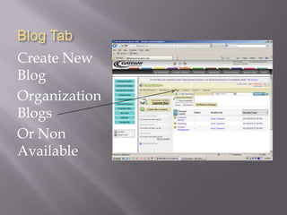 Workspace TabYou can Create New Workspace 1) Organization of    	Workspaces 2) Customer Service          	File 3) Marketing File 4) Product    Management File