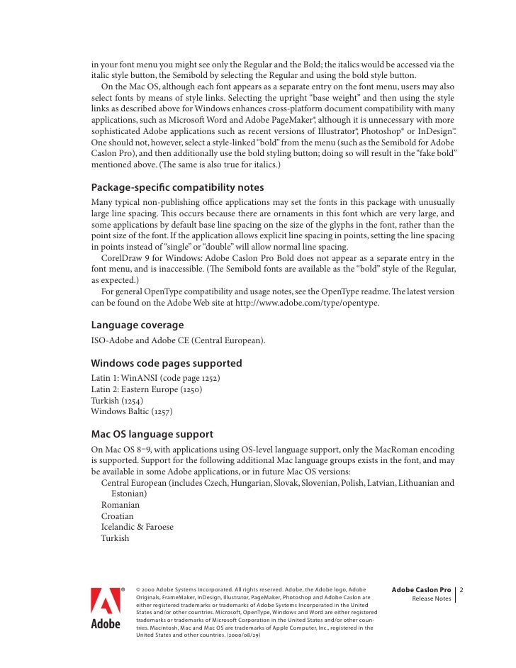 Adobe caslon font