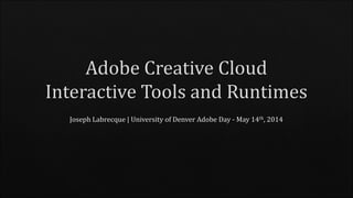 Adobe Creative Cloud Interactive Tools and Runtimes