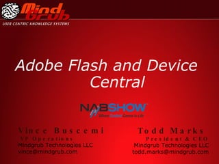Adobe Flash and Device Central Todd Marks   President & CEO Mindgrub Technologies LLC [email_address] Vince Buscemi VP Operations Mindgrub Technologies LLC [email_address] 