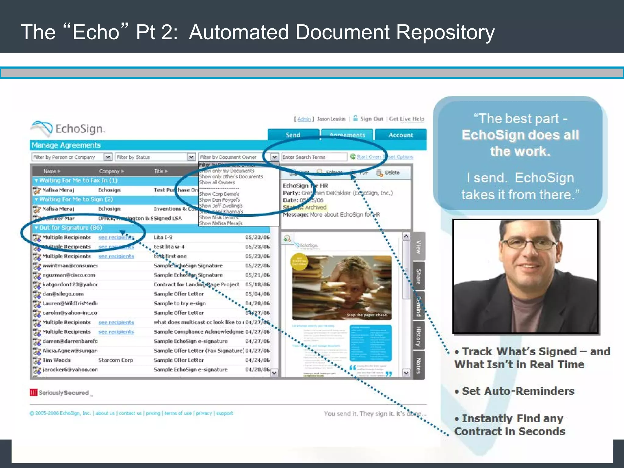 The “Echo” Pt 2: Automated Document Repository




© 2011 Adobe Systems Incorporated. All Rights Reserved. Adobe Confidential.
 