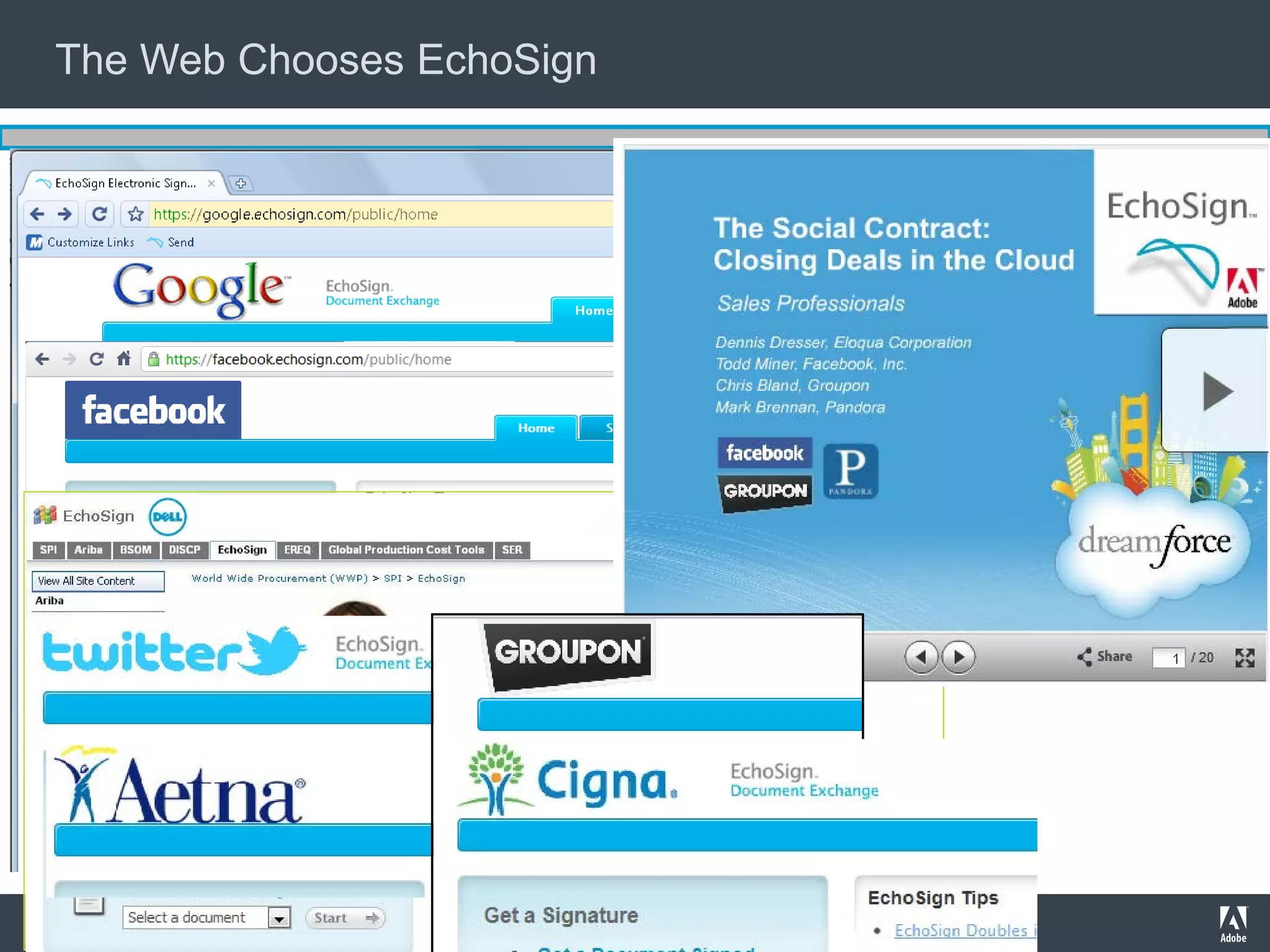 The Web Chooses EchoSign




© 2011 Adobe Systems Incorporated. All Rights Reserved. Adobe Confidential.
 