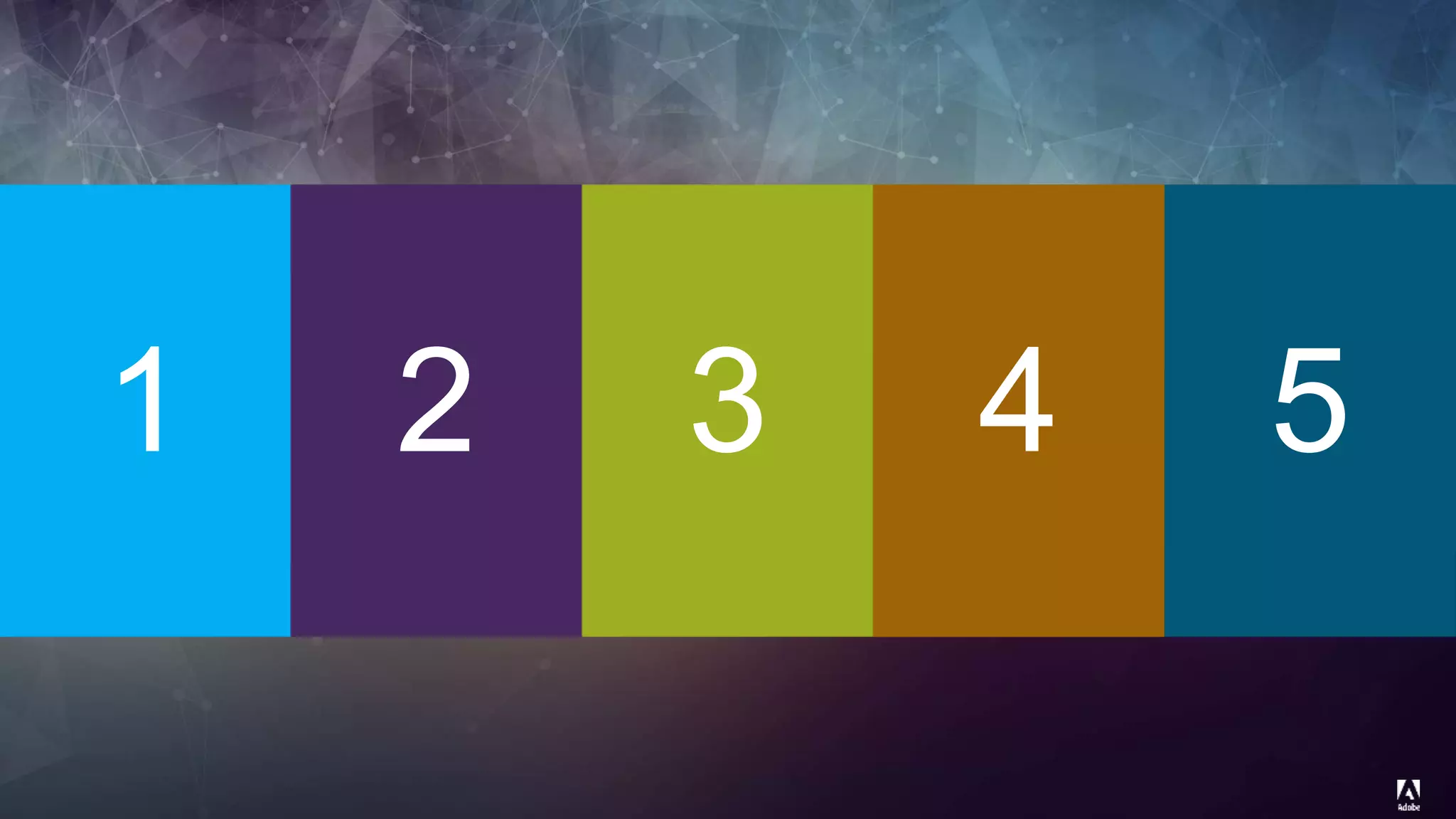 © 2014 Adobe Systems Incorporated. All Rights Reserved. Adobe Confidential.
Connected
Experiences
Personalization Content
Velocity
Experience-
driven
Commerce
Cloud
Agility
1 2 3 4 5
 