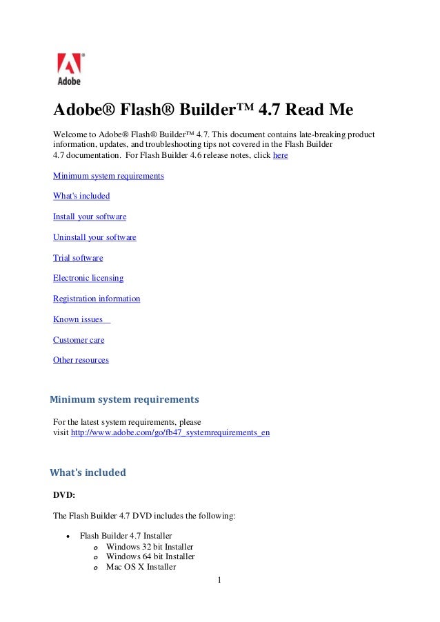 Adobe Flash Builder 4 7 Read Me