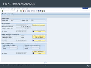 © 2010 Adobe Systems Incorporated. All Rights Reserved. Adobe Confidential.
SAP – Database Analysis
40
 