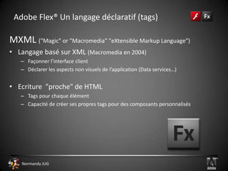 Adobe Flash® Flash CS4 ExtendedFlash CS5 Extended, un IDE inadapté pour un développement standardisé d’applications :IDE orienté designerAuto complétion limitéePas de refactoringPas fait pour quoi…