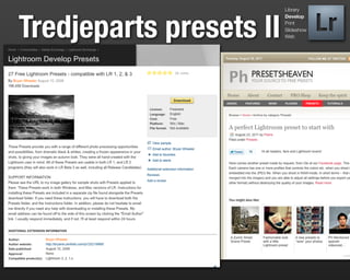 Library




Tredjeparts presets II
                         Develop
                         Print
                         Slideshow
                         Web
 