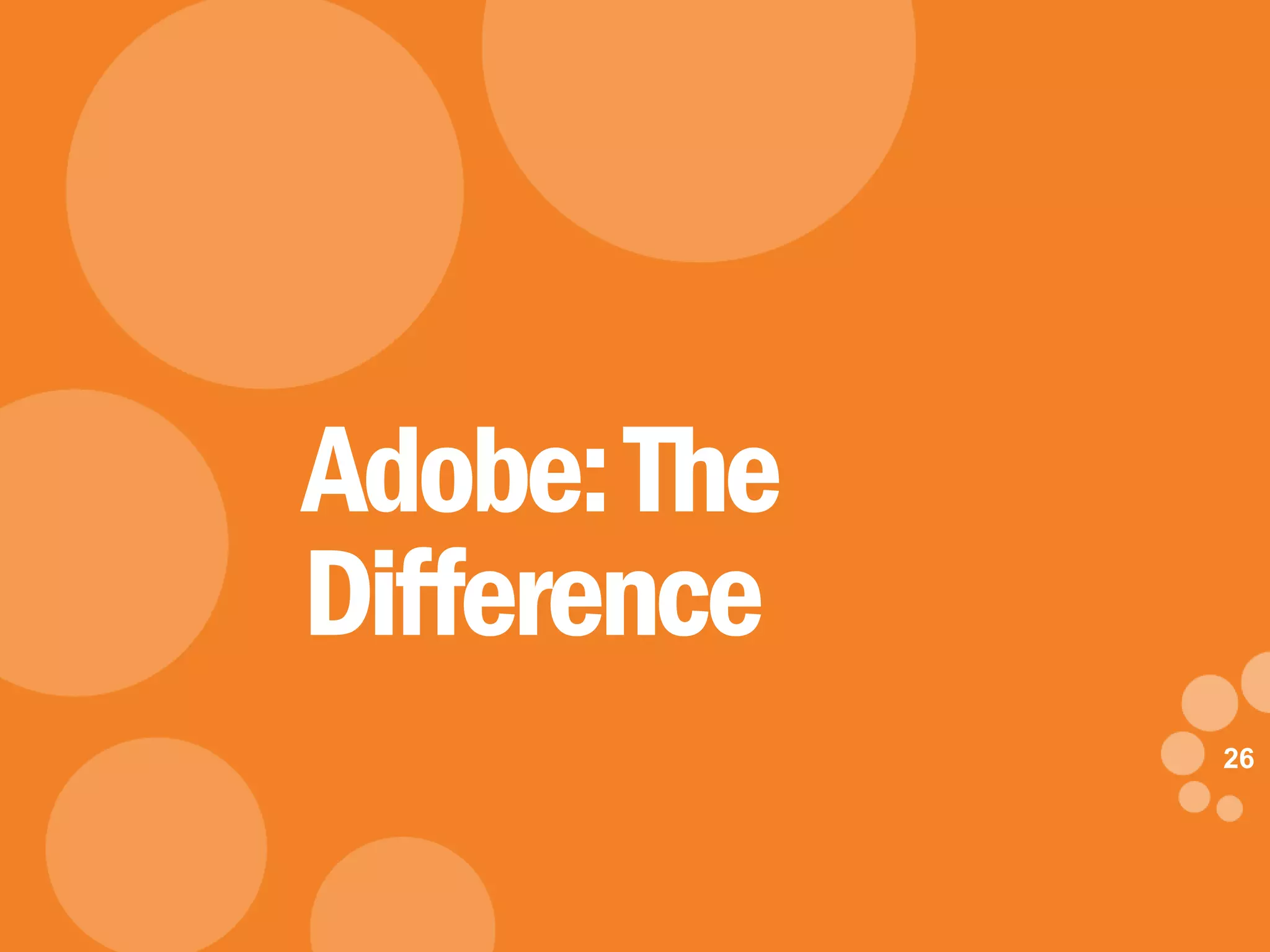 26
eDynamic, Monday, May 5, 2014
26
Adobe:The
Difference
 