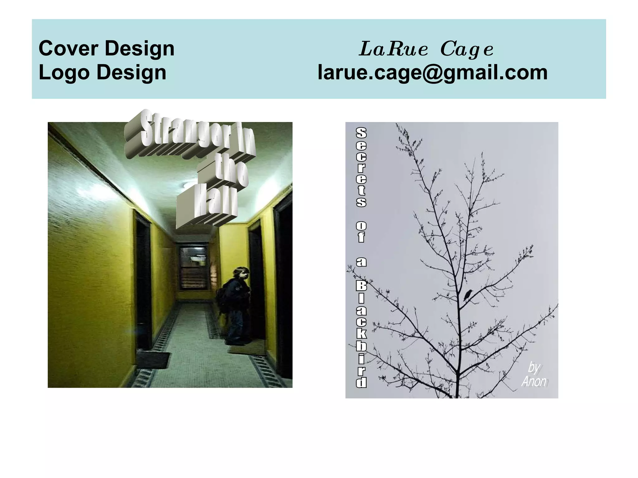Cover Design LaRue Cage Logo Design   larue.cage@gmail.com  Stranger in the Hall Secrets of a Blackbird by Anon 