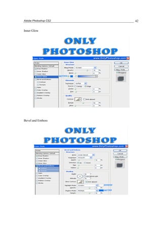 Adobe Photoshop CS2 
42 
Inner Glow 
Bevel and Emboss 
 