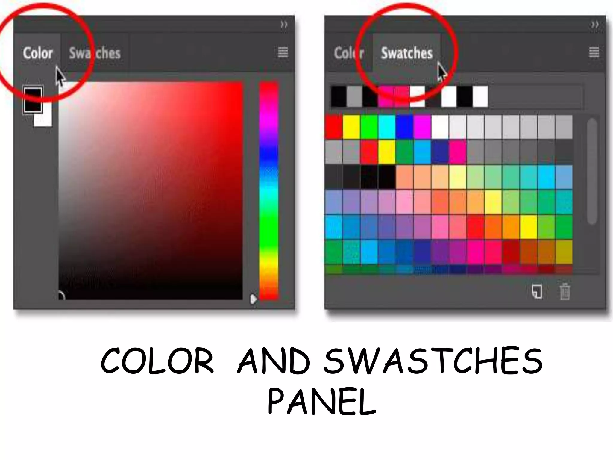 COLOR AND SWASTCHES
PANEL
 
