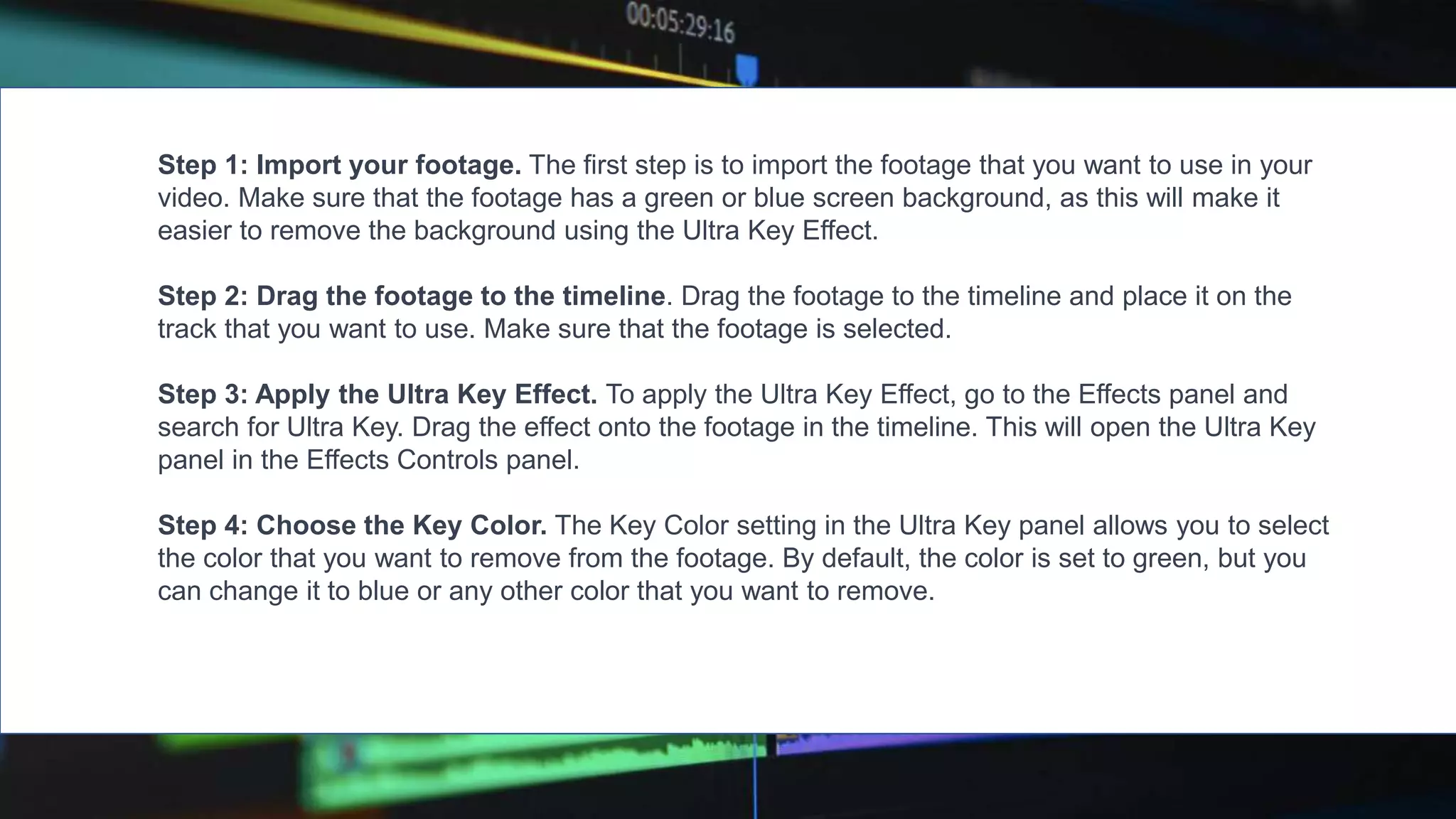 Adobe Premiere Pro How to Use Ultra Key Effect.pptx | Video Software ...
