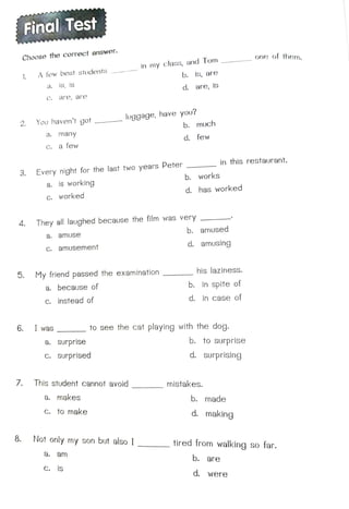 grammar test | PDF | Standardized Testing | Educational Assessment