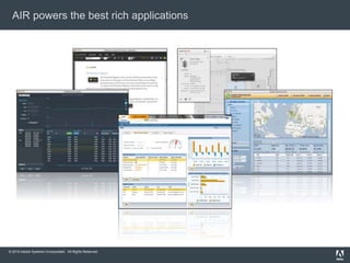 © 2010 Adobe Systems Incorporated. All Rights Reserved.
AIR powers the best rich applications
 