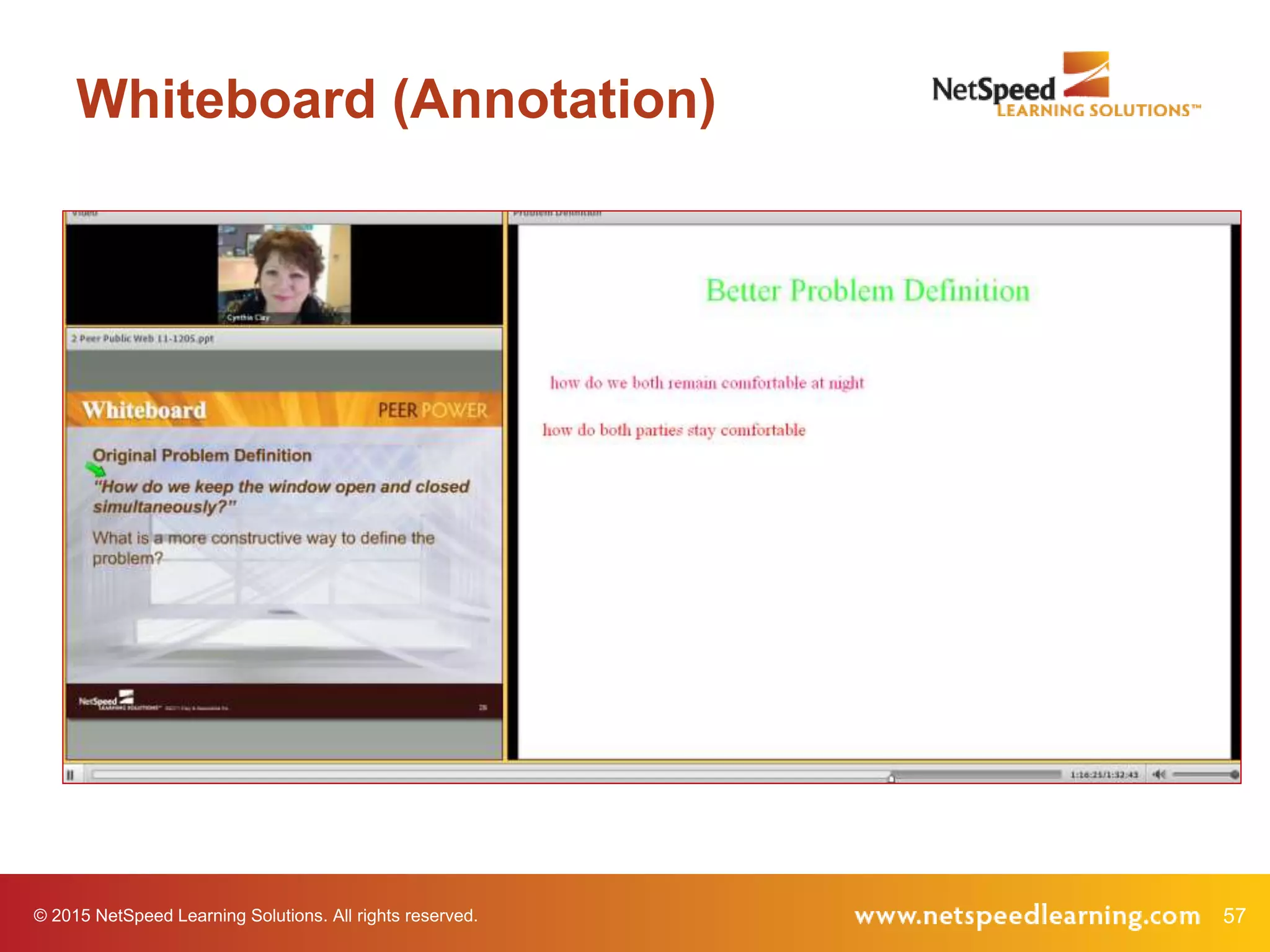 © 2015 NetSpeed Learning Solutions. All rights reserved. 57
Whiteboard (Annotation)
 