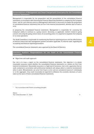 Annual financial statements as of December 31, 2020
ADOCIA 2020 Universal Registration Document PAGE 159
4
 