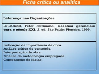 Ficha crítica ou analítica
 