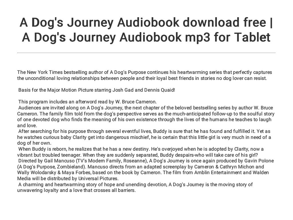 A Dog's Journey Audiobook download free A Dog's Journey Audiobook mp3