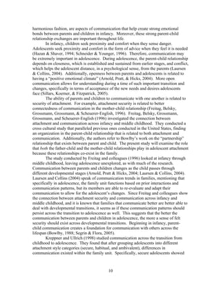 Adolescent Attachment To Parents And Peers | DOC