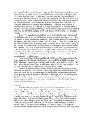 Adolescent Attachment To Parents And Peers | DOC