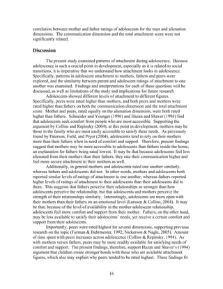 Adolescent Attachment To Parents And Peers | DOC