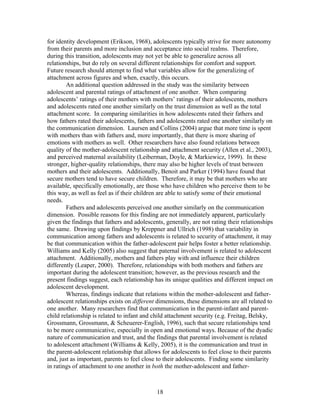 Adolescent Attachment To Parents And Peers | DOC