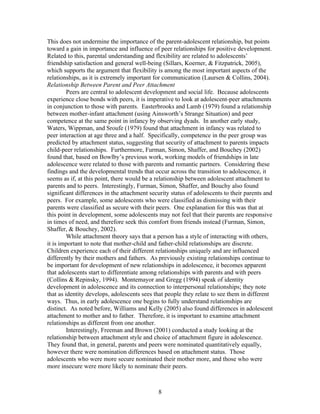 Adolescent Attachment To Parents And Peers | DOC