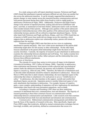 Adolescent Attachment To Parents And Peers | DOC