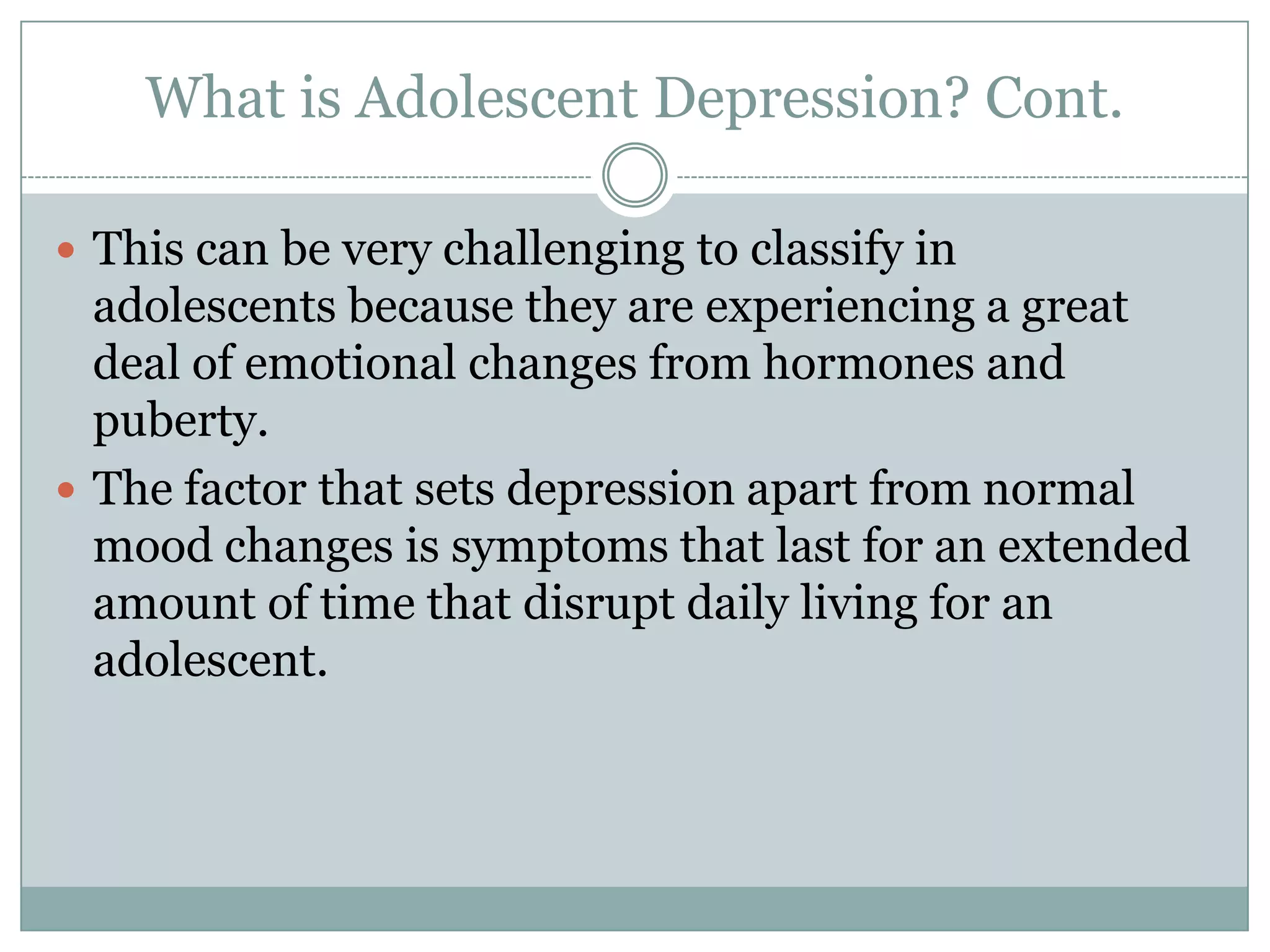 Adolescent depression | PPT