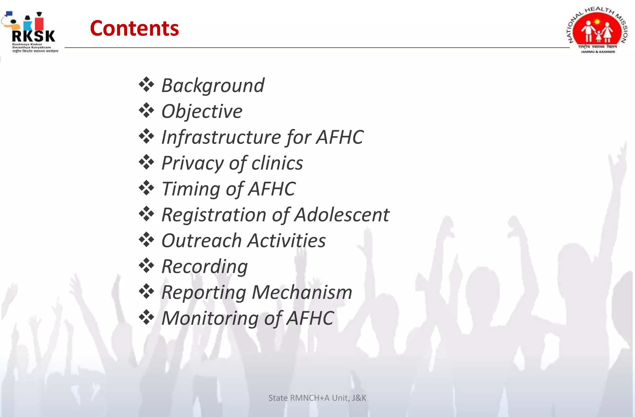 Adolescent Friendly Health Clinics (AFHC) | PPTX