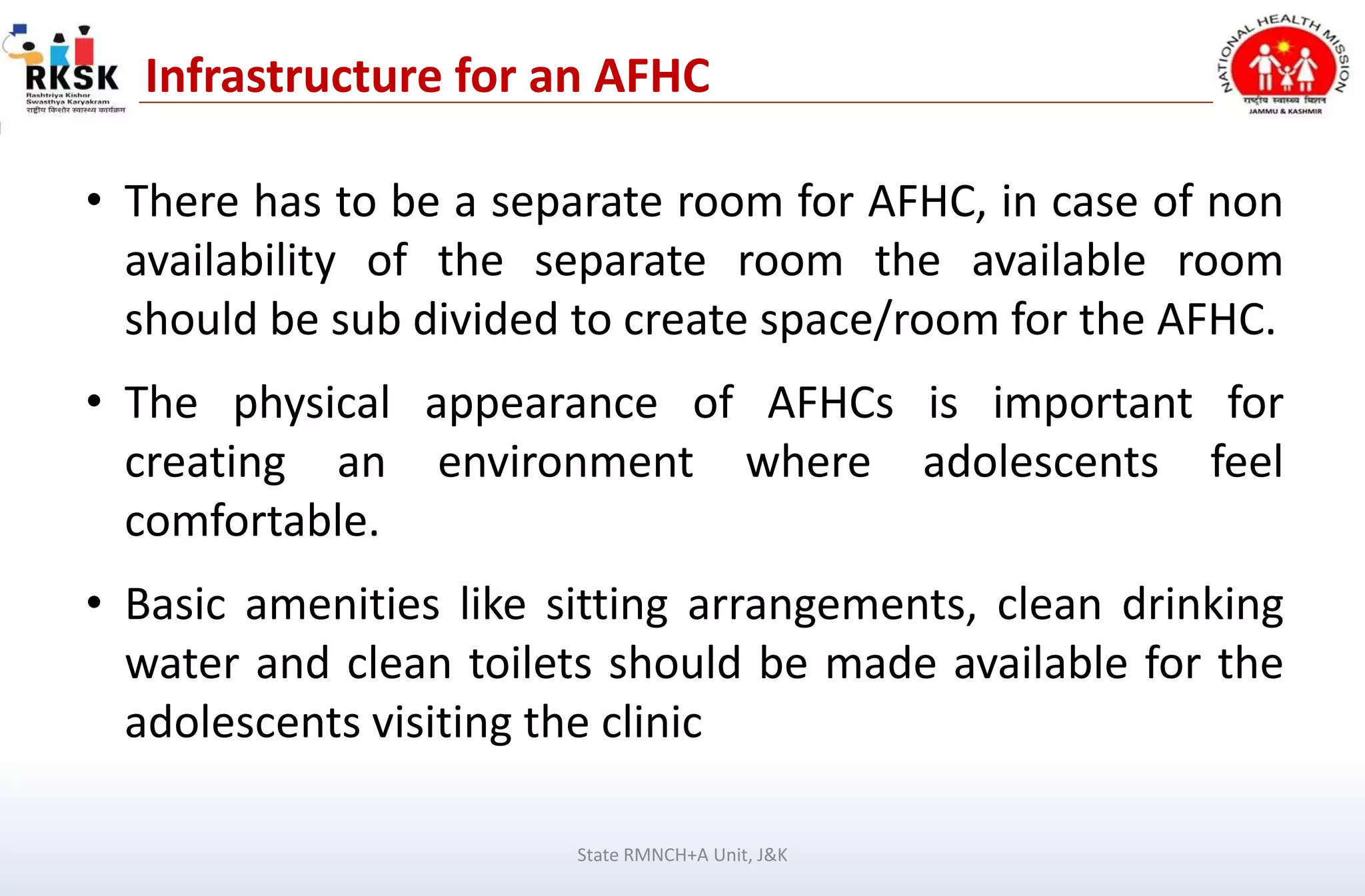 Adolescent Friendly Health Clinics (AFHC) | PPTX