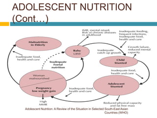 Adolescent Nutrition: A Review of the Situation in Selected South-East Asian
Countries (WHO)
ADOLESCENT NUTRITION
(Cont…)
 