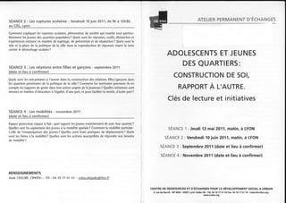 Adolescents et jeunes des quartiers   construction de soi, rapport à l'autre