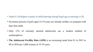 Adolescent sexual and reproductive health (ASRH) in Nepal | PPTX