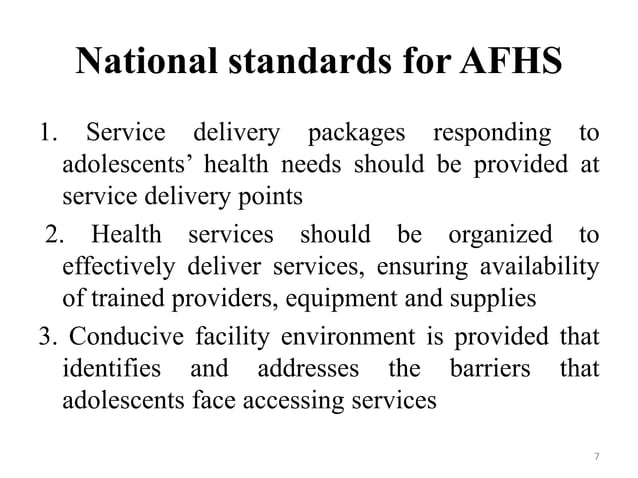 Adolescents friendly health services | PPTX