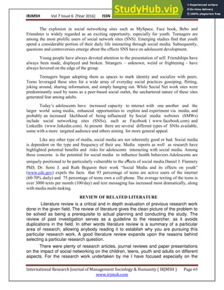 ADOLESCENTS USE OF INTERNET AND SOCIAL NETWORKING SITES | PDF