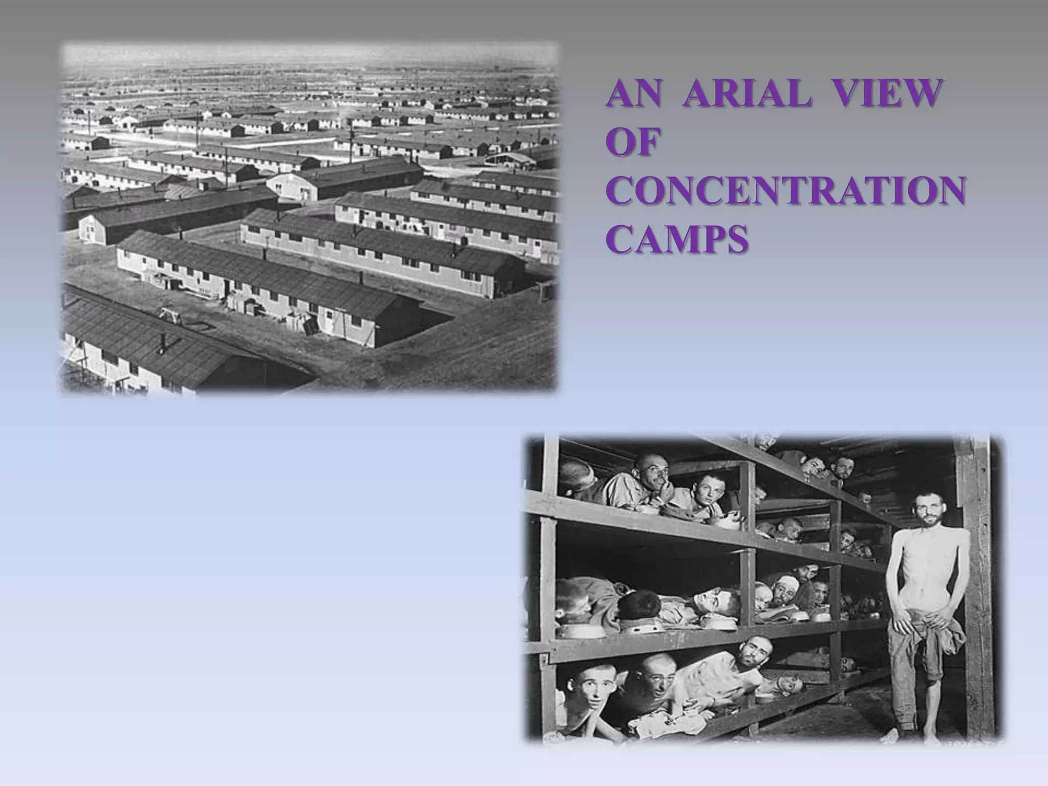AN ARIAL VIEW
OF
CONCENTRATION
CAMPS
 