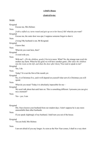 Doll Script Writing A Doll's House Edited Script | DOC