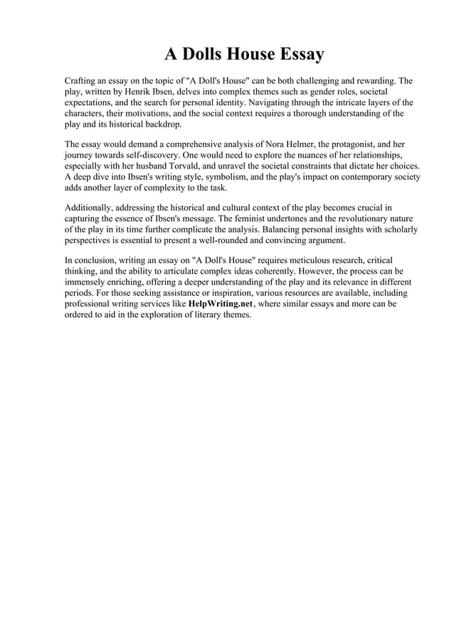 A Dolls House Essay. A dolls house Form and structure. GCSE English