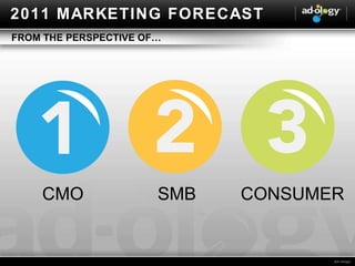 2011 MARKETING FORECAST FROM THE PERSPECTIVE OF… CMO SMB CONSUMER 