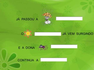 JÁ  PASSOU  A          O                                             JÁ  VEM  SURGINDO  E  A  DONACONTINUA   A  