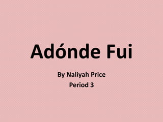 Adónde Fui
By Naliyah Price
Period 3

 