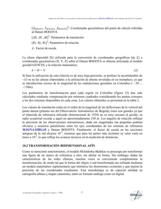 Adopción del Marco Geocéntrico Nacional de Referencia MAGNA-SIRGAS como datum oficial de Colombia.
 Instituto Geográfico ...