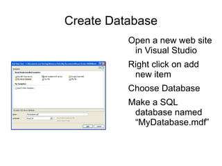 Create Database ,[object Object]