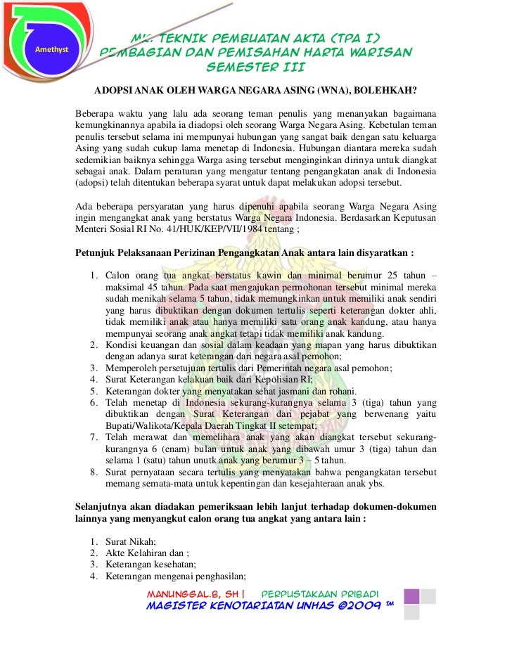 Contoh Surat Adopsi Bayi